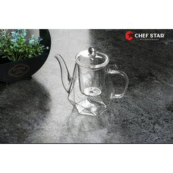 Chefstar 750ML BOROSİLİKAT CAM DEMLİK SÜZGEÇLİ
