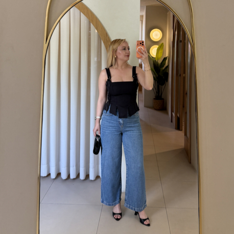 Mavi Kemerli Culotte Jean 