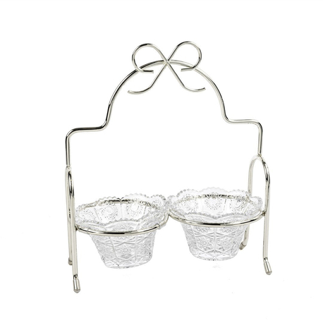 Mikasa moor Sİlver Fİyonk Kulplu 2li Çerezlik Standı 24x29cm