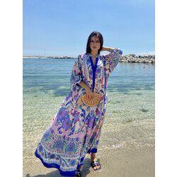 Lila katleya desen elbise