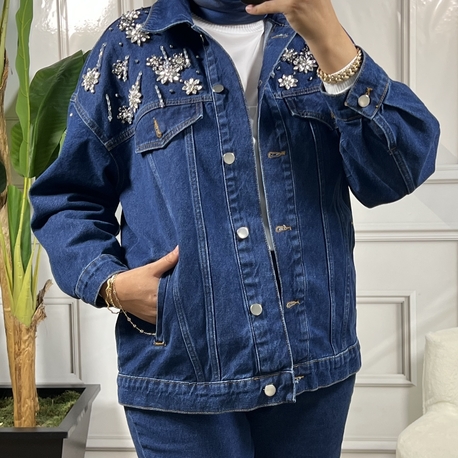 my312 (3renk) omzu taşlı Jean ceket