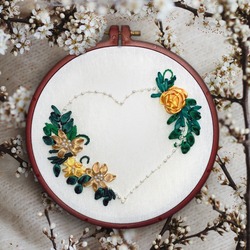 Handmade Heart Embroidery, Love Tapestry, Embroidery Art, Wall Decor, Wall Hanging, Valentine's Day 