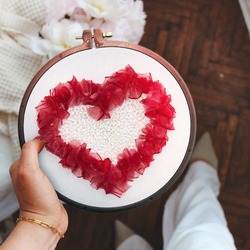 Handmade Heart Embroidery, Love Tapestry, Embroidery Art, Wall Decor, Wall Hanging, Valentine's Day 