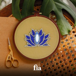 Handmade Lotus Embroidery, Modern Tapestry, Embroidery Art, Wall Decor, Wall Hanging, House Warming 