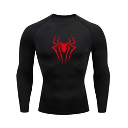 Spider-Man Siyah Uzun Kollu Compression T-Shirt(Kırmızı logo)