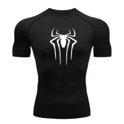 Spider-Man Siyah Kısa Kollu Compression T-Shirt