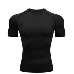 Baskısız Siyah Kısa Kollu Compression T-Shirt