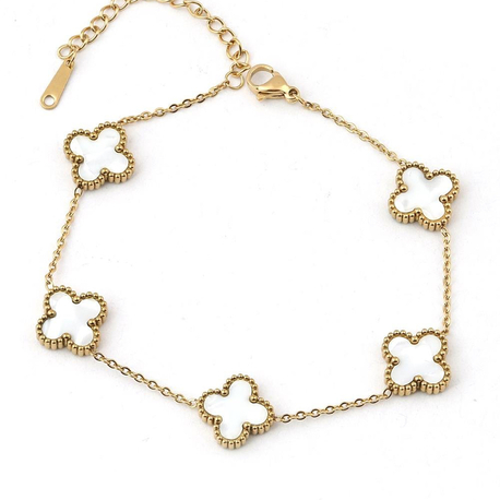 Beyaz Gold Van Cleef Çelik Bileklik