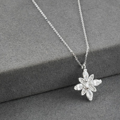 Lotus Çiçeği Kolye Silver 45 cm