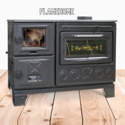 Flamehome 40’lık Mat Camlı Yay Kapaklı Lüks Fırınlı Kuzine Soba