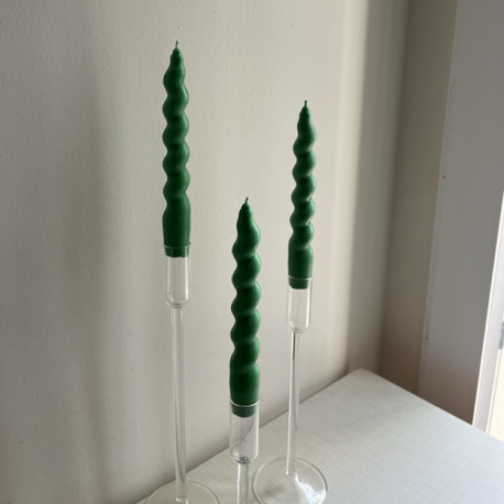 3’lü Yeşil Spiral Şamdan Mumu