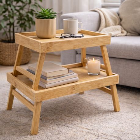 Doğal Bambu Sehpa (Tekli) – Minimal Yan Sehpa, Dekoratif Mini Masa, Salon ve Balkon İçin