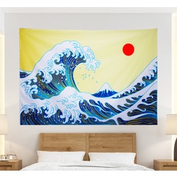 KANAGAWA'IN DALGASI MİKROFİBER DUVAR ÖRTÜSÜ
