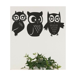 Baykuş 3 lü Set Siyah Ahşap Duvar Dekoru 