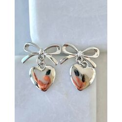 Altın Kaplama Kalp Sallantılı Minik Fiyonk Silver Küpe