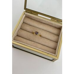 Altın Kaplama Lila Taşlı Kalp Gold Yüzük