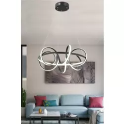 Spiral Halka Siyah Kasa  Ledli Avize