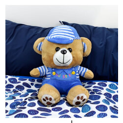 HUGS BABY Mavi Elbiseli Peluş Ayıcık 