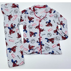 pijama erkek düğmeli spiderman baskılı