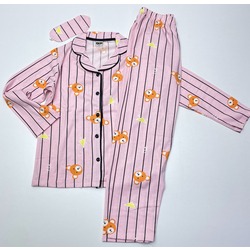 pijama kız düğmeli ayıcık baskılı