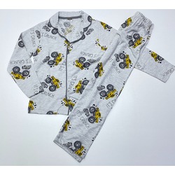 pijama erkek düğmeli araba baskılı