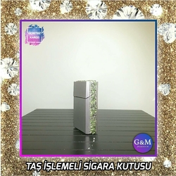 Kısa (Box) Taş İşlemeli Metal Kutu (Gri)