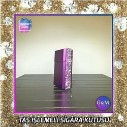 Kısa (Box) Taş İşlemeli Metal Kutu (Mor)