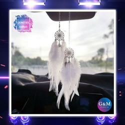 Dream Catcher Dikiz Aynası Süsü (Beyaz)