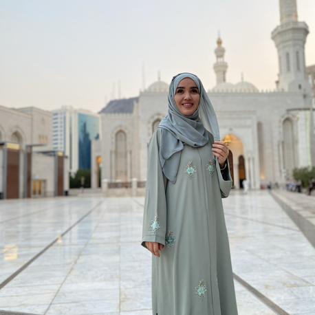 Mavi Dubai abaya şal takım