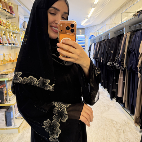 SİYAH GOLD ÇİÇEK ABAYA