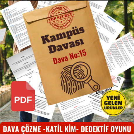 Anında Teslim (İndirilebilir)|Dijital Dedektif Oyunu Kampüs Cinayeti Davası PDF Versiyon