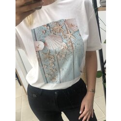 Pamuklu Taş İnci işlemeli Tişört 