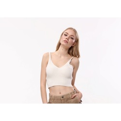 Triko Askılı Bej Crop