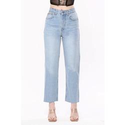Açık Mavi Düz Kesim Jean Pantalon