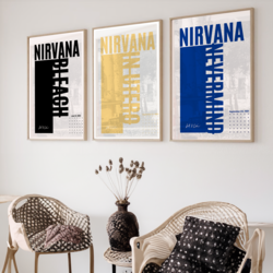 Nirvana 3lü Poster Paketi | Özel Album Poster | Müze Kağıdı | Minimalist Post