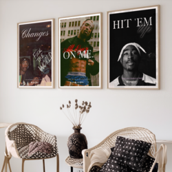2Pac 3lü Poster Paketi | Şarkı Poster | Özel Sanatçı Poster | Müze Kağıdı | Minimalist