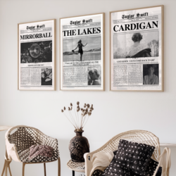 Taylor Swift 3lü Poster Paketi | Gazete Şarkı Poster | Özel Sanatçı Poster | Müze Kağıdı | Minimalis