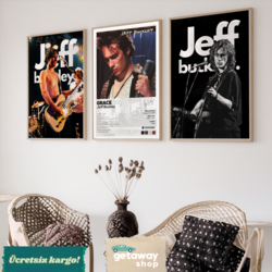 Jeff Buckley 3lü Poster Paketi | Özel Sanatçı Poster | Müze Kağıdı | Minimalist Poster