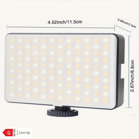 Taşınabilir RGB LED Video Işık Paneli – Tam Renkli, Şarjlı