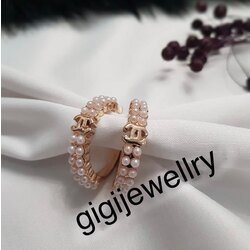 Gold incili halka küpe ✨
