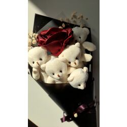 Ayıcık Buketi + 1 Gül