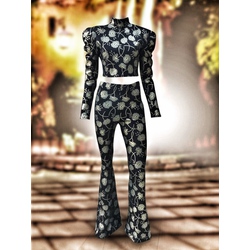 Floral pantolon ve crop top