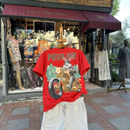 Phazz Brand Özel Tasarım: Biker Bunny T-Shirt (Red)