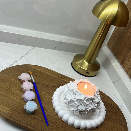 Çiçekli mumluk ve bubble tabak 