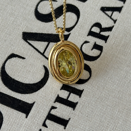 Antik oval taşlı kolye (Açık yeşil)