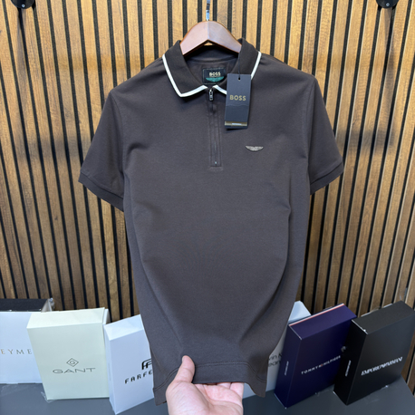Boss Aston Martin Polo Yaka Acı Kahve Tsihirt Osyho Kumaş