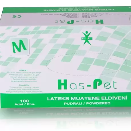 Haspet Pudralı Lateks Muayene Eldiveni M Beden 