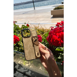 İphone Kişiselleştirilebilir Deri Kılıf Charmlı Gold