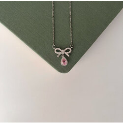Pembe Taşlı Fiyonk Kolye