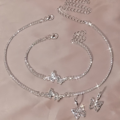Kelebekli Set ( kolye, bileklik ,küpe)
